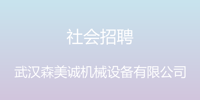 社会招聘 - 武汉森美诚机械设备有限公司