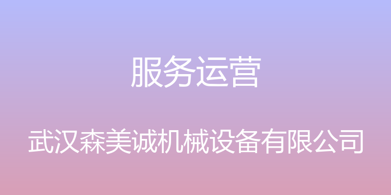 服务运营 - 武汉森美诚机械设备有限公司